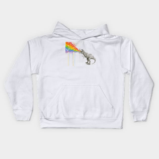 T-Rex Puking Painbows Kids Hoodie by Olechka